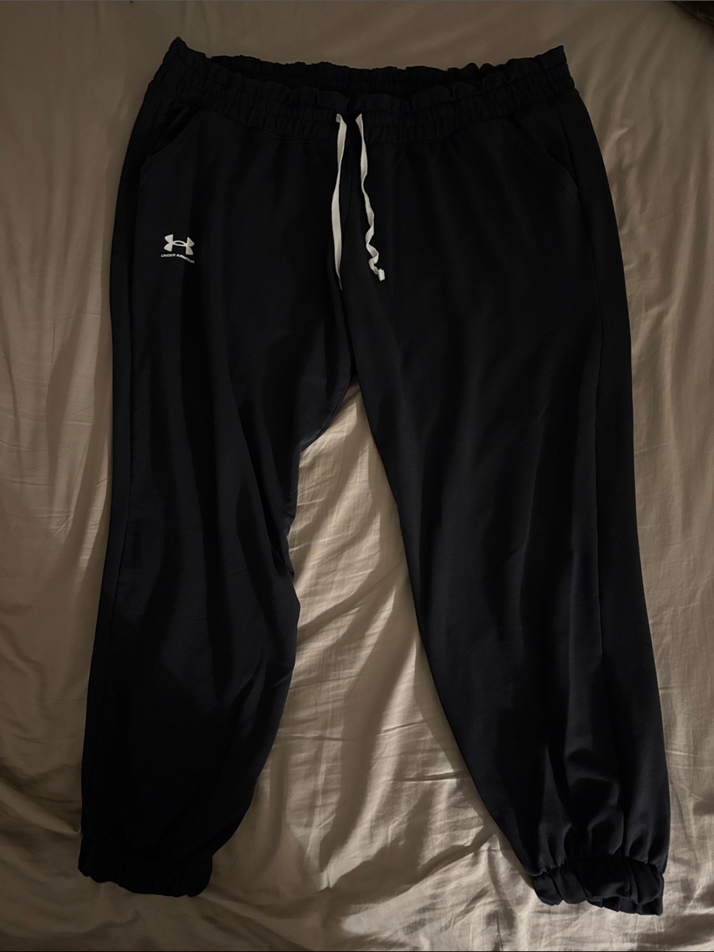 Under Armour Black Track Joggers with White Drawstring